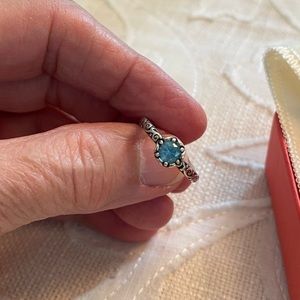 James Avery Cherished Birthstong ring in blue topaz and sterling silver